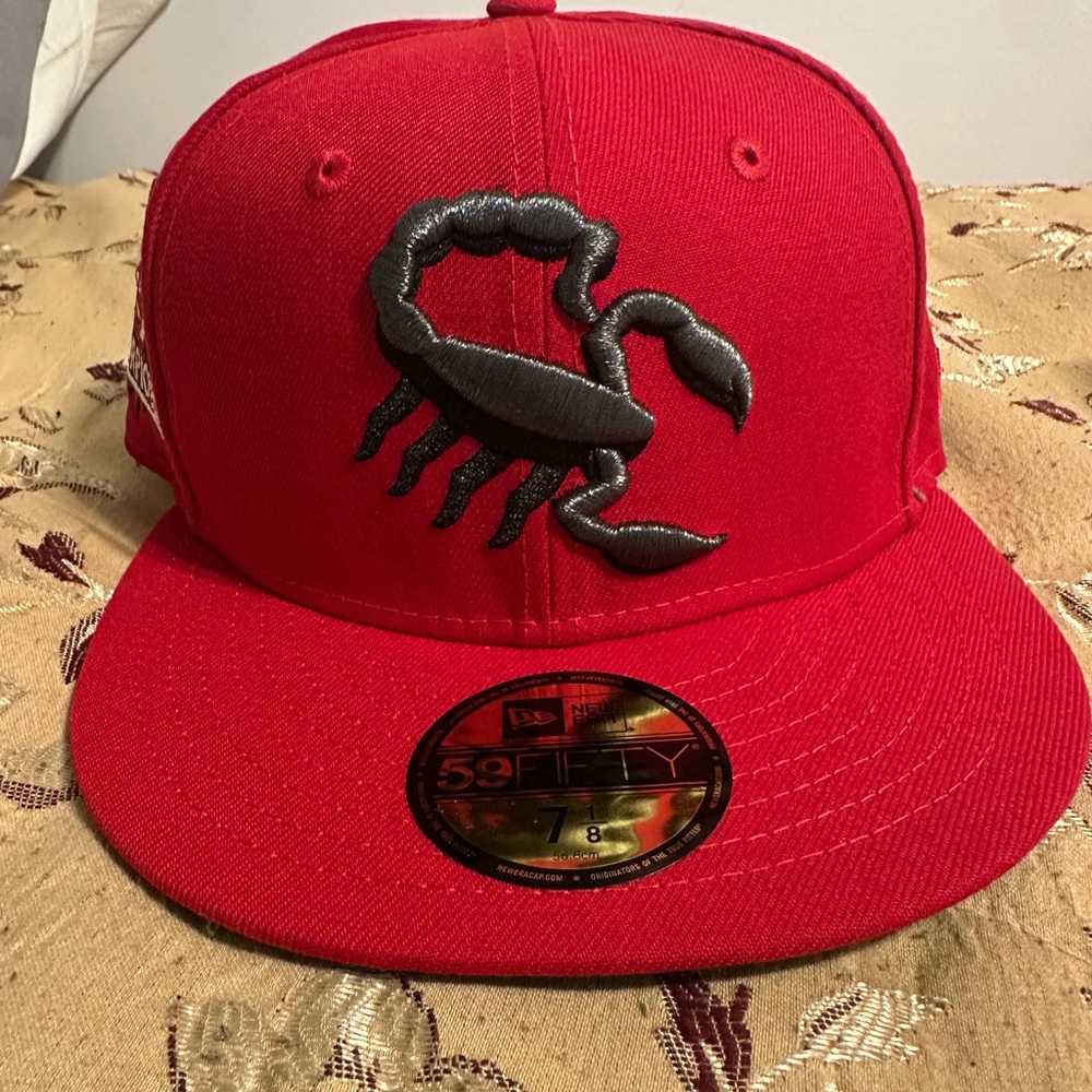 New Era Red Cap with Black Scorpion Design